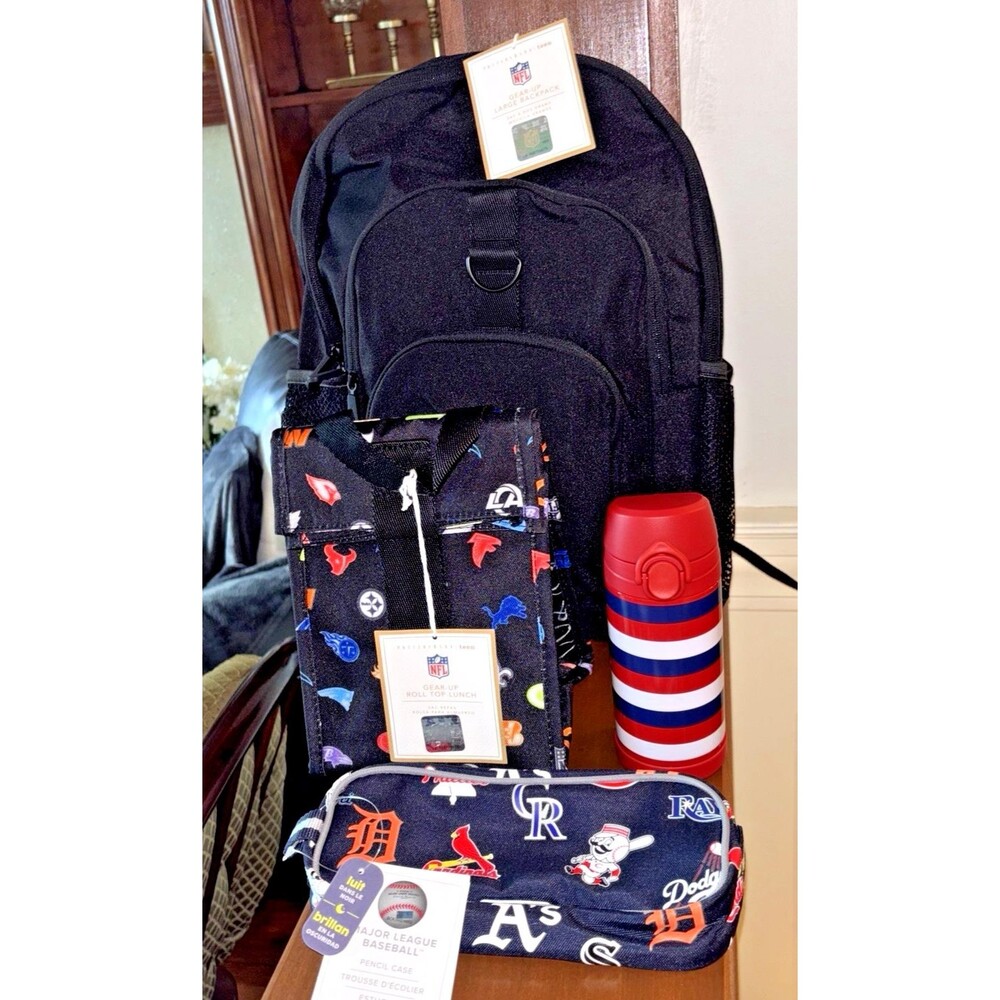 Pottery Barn School LARGE BACKPACK LUNCH WATER Baseball Travel Sport BAG NFL boy